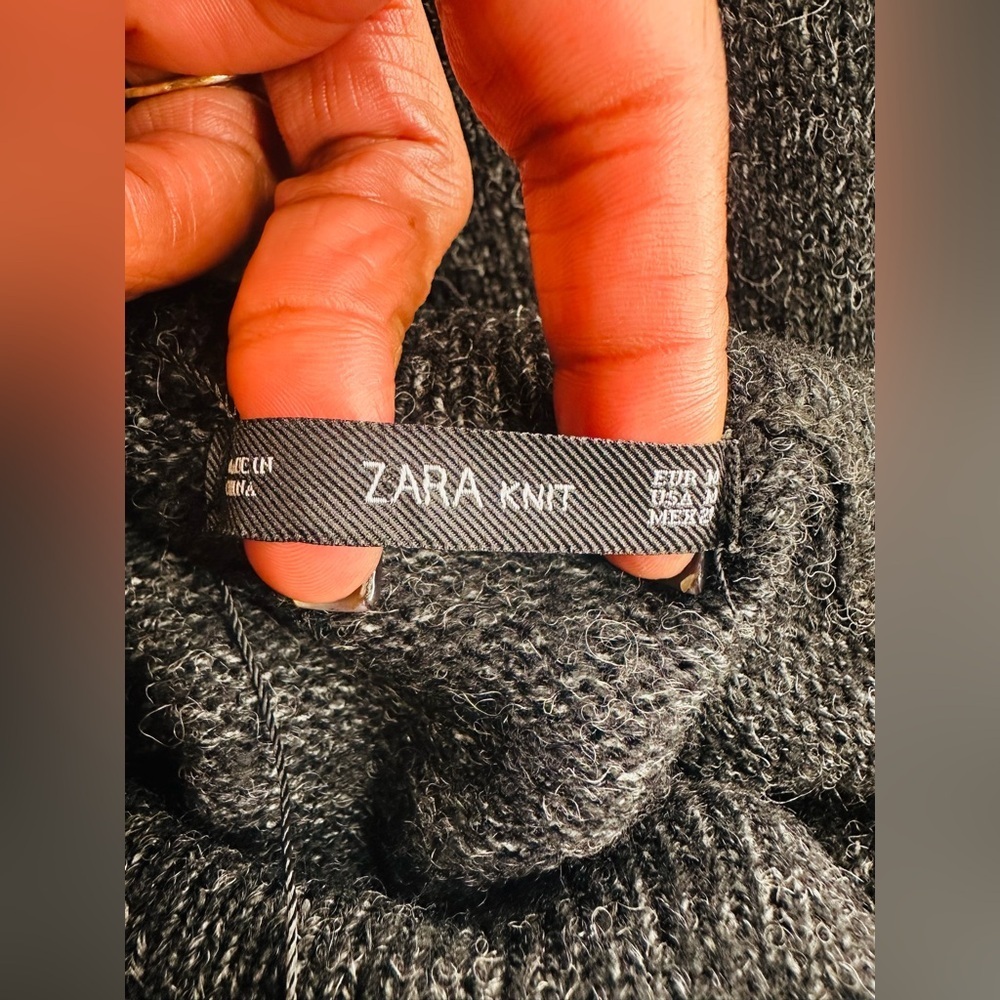 ZARA Knit Charcoal Gray Turtleneck Sweater Midi Dress | Women’s Medium - Picture 12 of 14